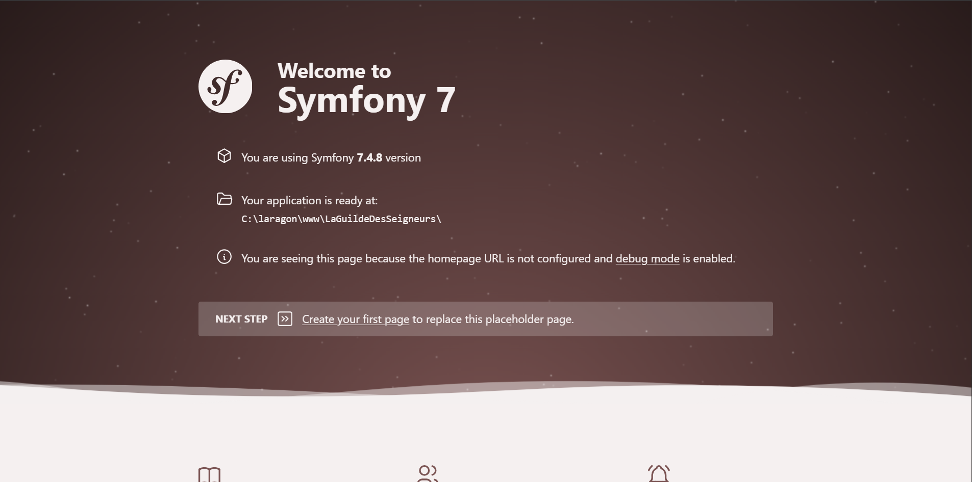 Symfony API welcome page