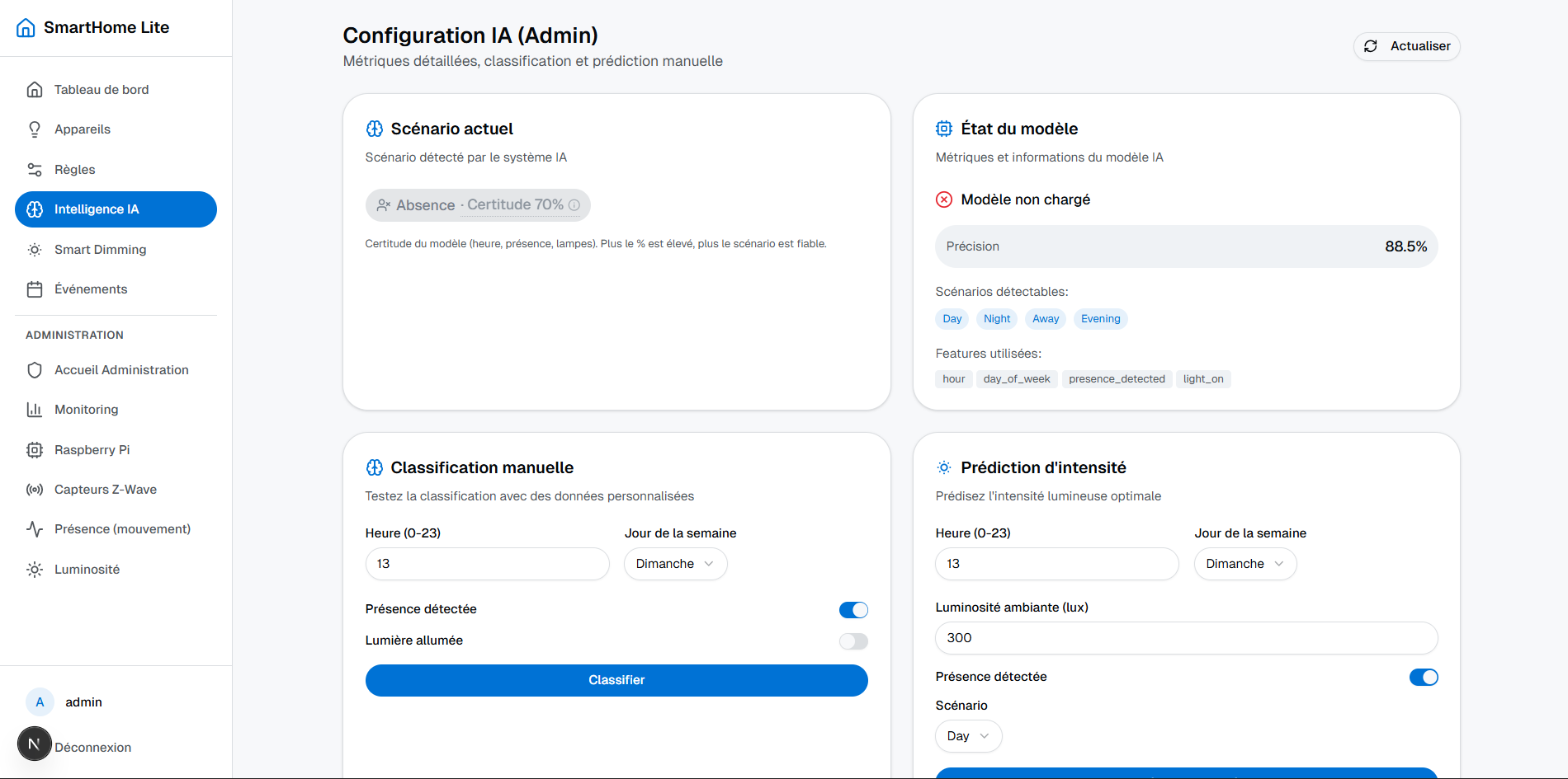 Intelligence artificielle SmartHome Lite